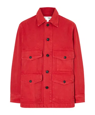 Nili Lotan Leroy Cotton Twill Utility Jacket In Red