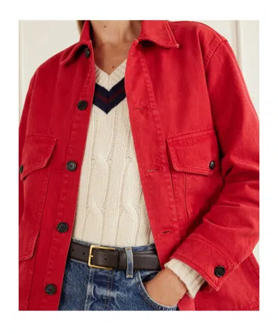Nili Lotan Leroy Cotton Twill Utility Jacket In Red