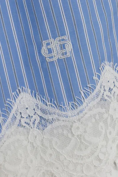 Simkhai Emmie Lace-trimmed Striped Cotton Shorts In Blue