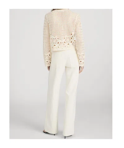 Frame Womens Cream Postcard Cut-out Weave Cotton Cardigan Xs In Neutral