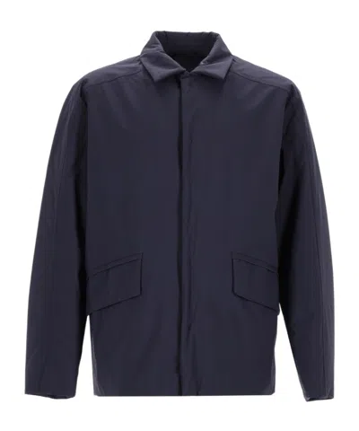 Herno Laminar Zip-front Collared Jacket In Blue