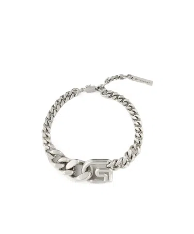 Givenchy Logo Plaque Chained Bracelet In Silver