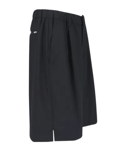 Herno Black Technical Coulisse Textured Pattern Shorts In Blue