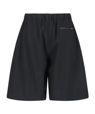 Herno Black Technical Coulisse Textured Pattern Shorts In Blue