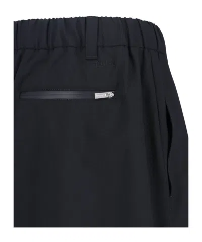 Herno Black Technical Coulisse Textured Pattern Shorts In Blue