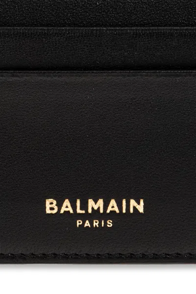 Balmain Monogram-pattern Chain-link Card Holder In Black