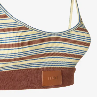 Fendi Striped Ribbed Top In Multi