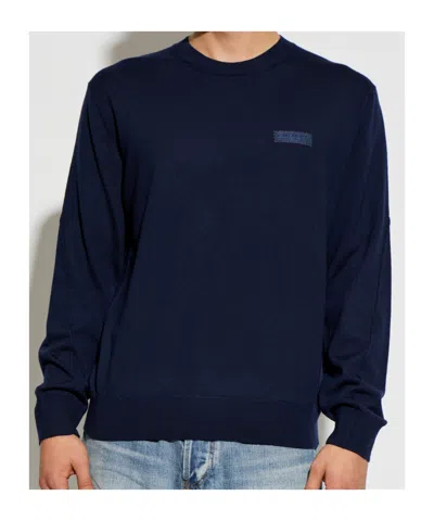 Givenchy Logo Patch Knitted Jumper In Blue