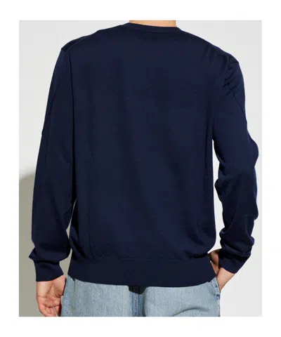 Givenchy Logo Patch Knitted Jumper In Blue