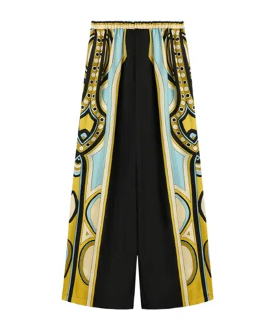 La Doublej Club Printed Silk Twill Wide-leg Pants In Multi