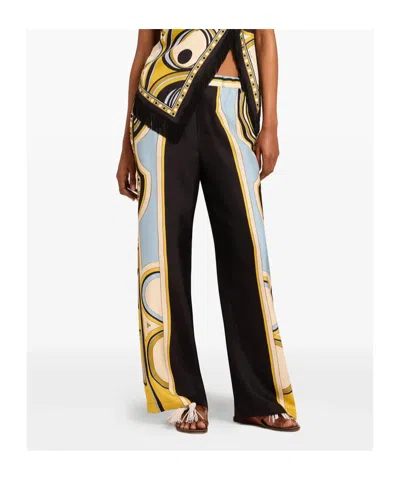 La Doublej Club Printed Silk Twill Wide-leg Pants In Multi