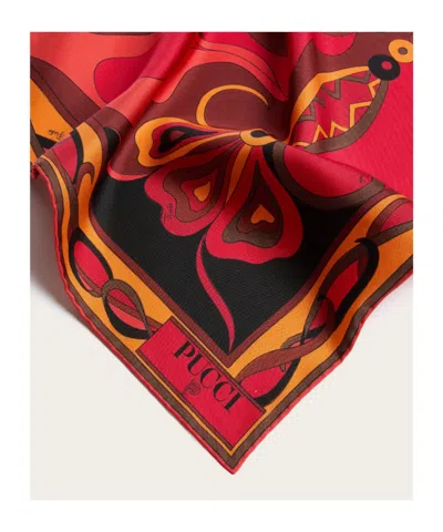 Pucci Printed Square Scarf In Red