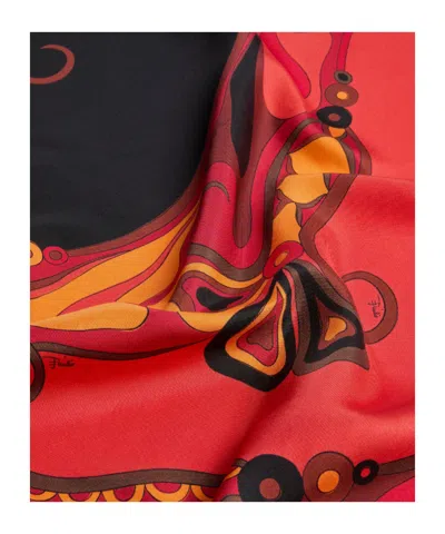 Pucci Printed Square Scarf In Red