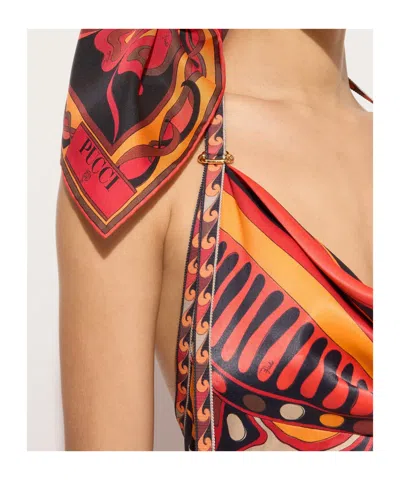 Pucci Printed Square Scarf In Red