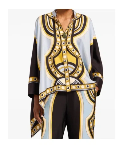 La Doublej Foulard Geometric-print Shirt In Black