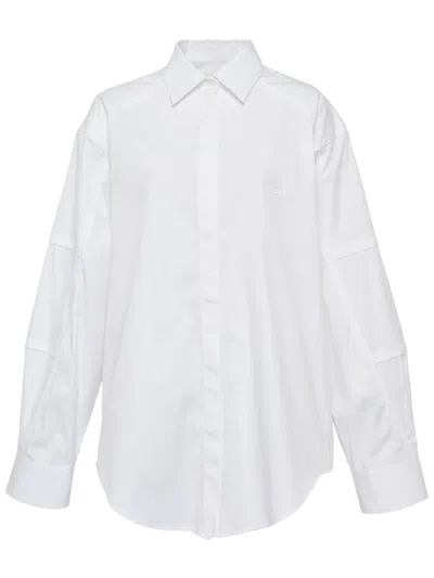 Msgm Oversized Poplin Shirt In White
