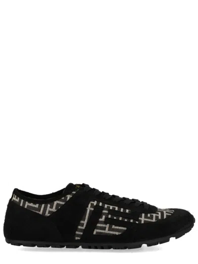Balmain Racer 45 Monogram Jacquard Lace Up Sneakers In Black