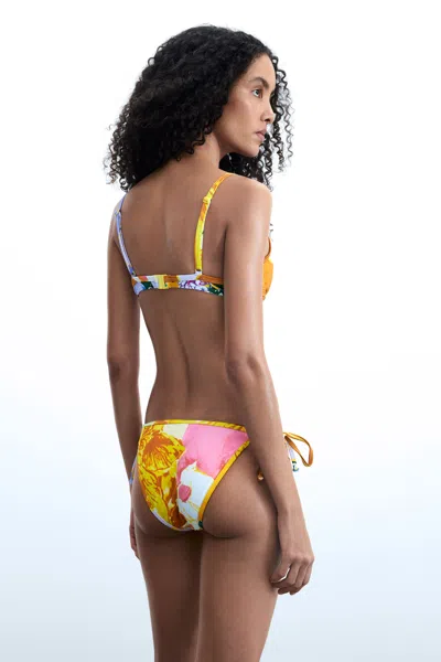 Desigual Printed Triangle Bikini Top In Multi