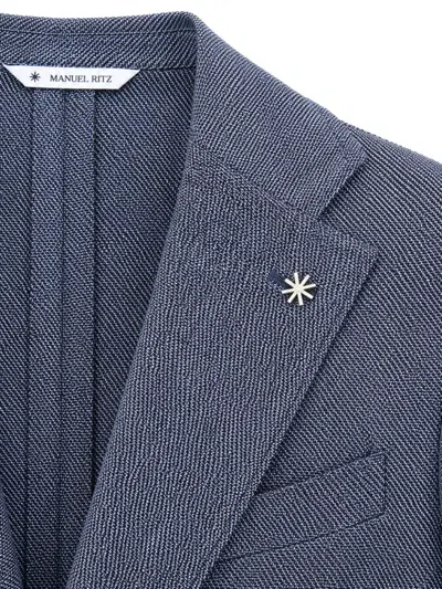 Manuel Ritz Single-breasted Suit In Blue