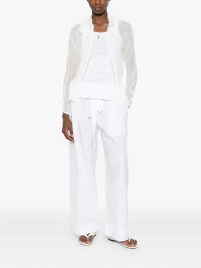 Enza Costa Drawstring Trousers In White