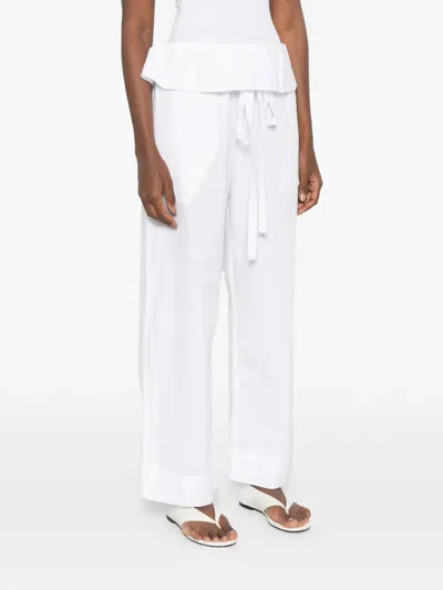 Enza Costa Drawstring Trousers In White