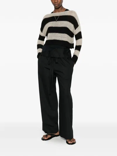 Enza Costa Stripe-pattern Bateau-neck Sweater In Neutral