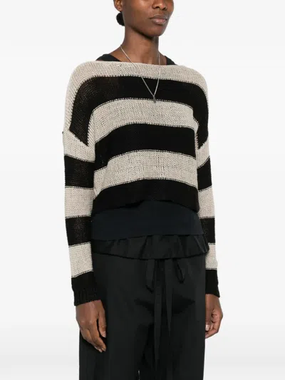 Enza Costa Stripe-pattern Bateau-neck Sweater In Neutral