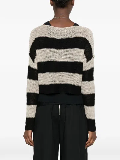 Enza Costa Stripe-pattern Bateau-neck Sweater In Neutral