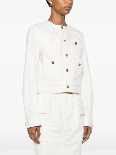 Balmain Patch-pocket Denim Jacket In White