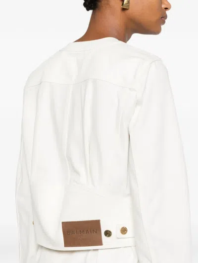 Balmain Patch-pocket Denim Jacket In White