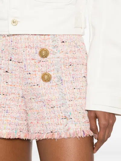 Balmain Buttoned Tweed Shorts In Multi