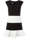 Boutique Moschino Cap-sleeve Colorblock Skater Dress, Black/white