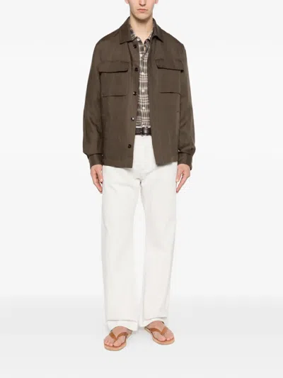 Hèskimo Linen Buttoned Jacket In Brown