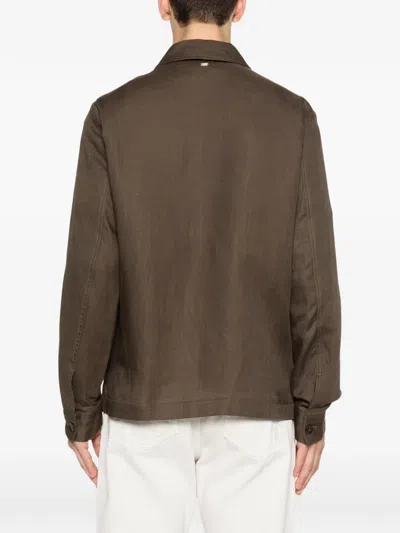 Hèskimo Linen Buttoned Jacket In Brown