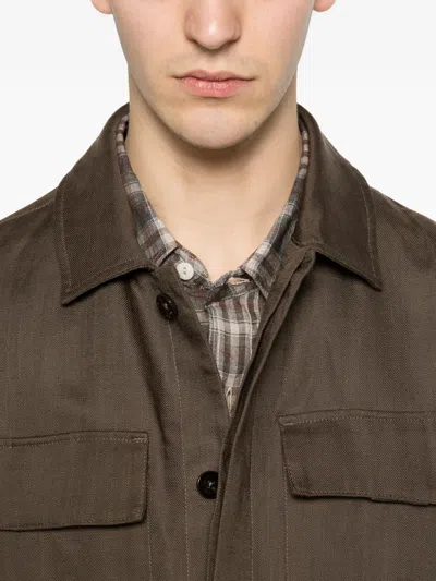 Hèskimo Linen Buttoned Jacket In Brown