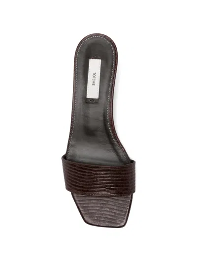 Totême Slim Lizard Embossed Bandeau Mule In Brown