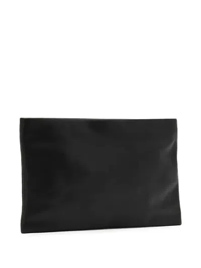 Allsaints Leather Bettina Large Leather Clutch Bag In Black