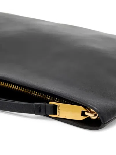 Allsaints Leather Bettina Large Leather Clutch Bag In Black