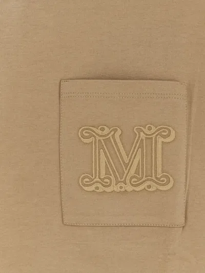 Max Mara Embroidered-logo Patch-pocket T-shirt In Neutral