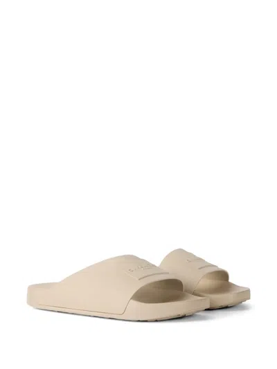 Givenchy Rubber Slide Mules Flat Open Toe Label In Neutral
