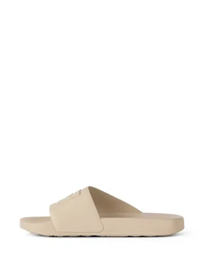 Givenchy Rubber Slide Mules Flat Open Toe Label In Neutral