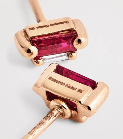 Suzanne Kalan Rose Gold, Ruby And Diamond Bold Stud Earrings In Neutral