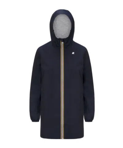 K-way Le Vrai 4.0 Claudette Logo-patch Hooded Jacket In Blue