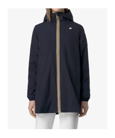 K-way Le Vrai 4.0 Claudette Logo-patch Hooded Jacket In Blue