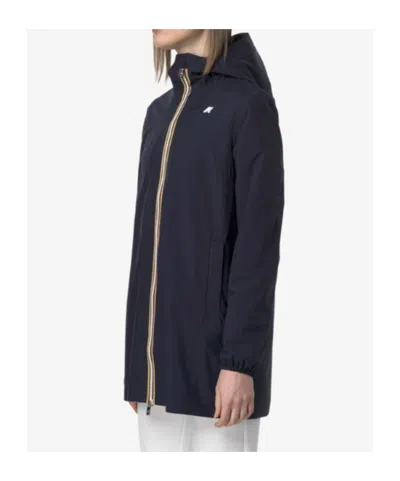 K-way Le Vrai 4.0 Claudette Logo-patch Hooded Jacket In Blue