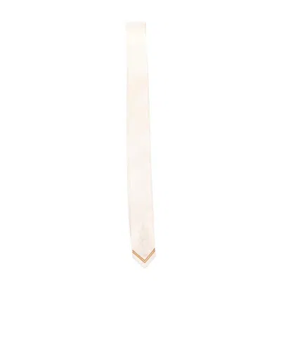 Bode Embroidered Satin Tie In White
