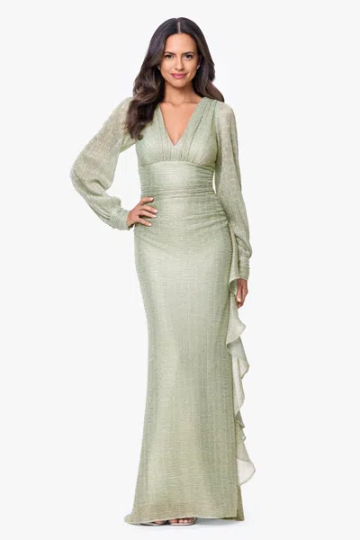 Betsy & Adam Betsy Adam Womens V Neck Ball Gown In Green