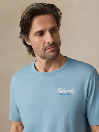 Faherty Sunwashed Regenerative Graphic T-shirt In Blue