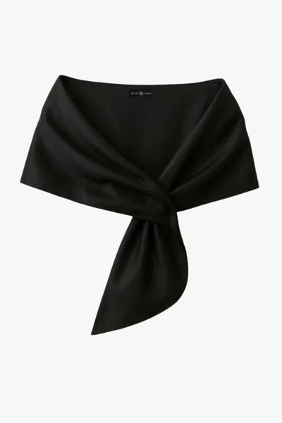 Xscape Evenings "trixie" Satin Pull Through Shawl Wrap In Black