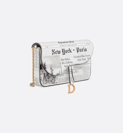Dior Medium Saddle Pouch With Chain In White